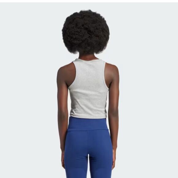 Adidas Women's Light Gray ESSENTIALS RIBBED TANK TOP Size Small NEW - Picture 2 of 13